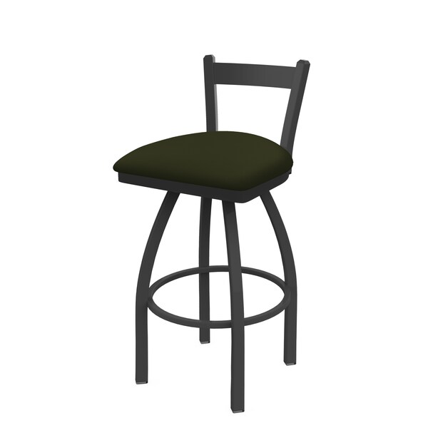 25" Low Back Swivel Counter Stool, Pewter Finish, Canter Pine Seat